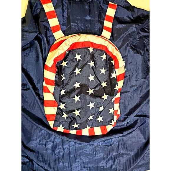 Solare Sporta Windbreaker Jacket/Backpack USA Flag Red/White/Blue Zip Front Sz M - Picture 6 of 8